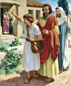 El joven Timoteo es llamado por Pablo y Silas a acompañarlos en viajes cuyo propósito primordial fue el cumplimiento de la Gran Comisión dada por Jesucristo al efecto de que su mensaje fuera proclamado a toda criatura. Esta pintura representa a Timoteo como bastante joven, y esto concuerda con datos de estos estudios, pues conforme a detalles en el Nuevo Testamento se calcula que tuviera tal vez no más de dieciséis años de edad.